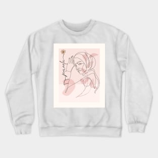 Jameela Girl Line Art Pink Pastel Crewneck Sweatshirt